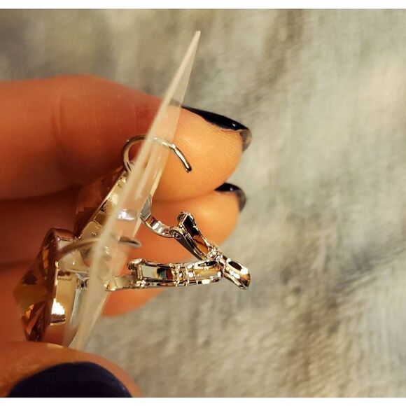 NEW!‎ Brown Swarovski Element Earrings 15mm Leverback Sparkling Glam Bling Gift - Picture 4 of 5